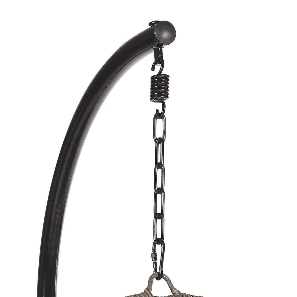 Sedia sospesa poltrona pensile con struttura in metallo rattan grigio per interni ed esterni a forma curva Boho