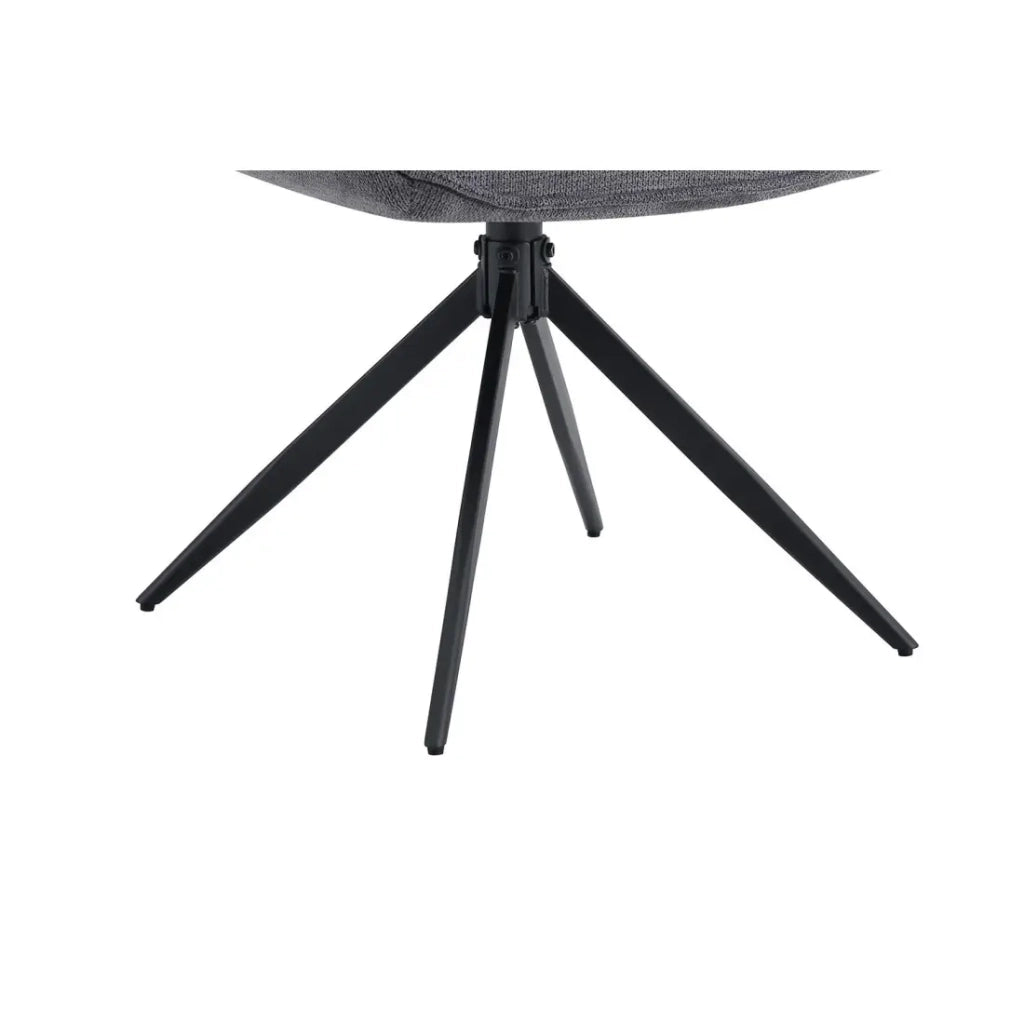 Sedia da pranzo girevole MOOREA - Tessuto grigio scuro - Piedi in metallo nero - Altezza 90 cm - Stile design/industriale