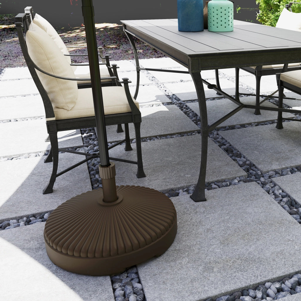 Base per Ombrellone da Giardino Riempiabile ¨C Zephmum ¨C 28 kg Sabbia 23 L Acqua ?55x30 cm Marrone