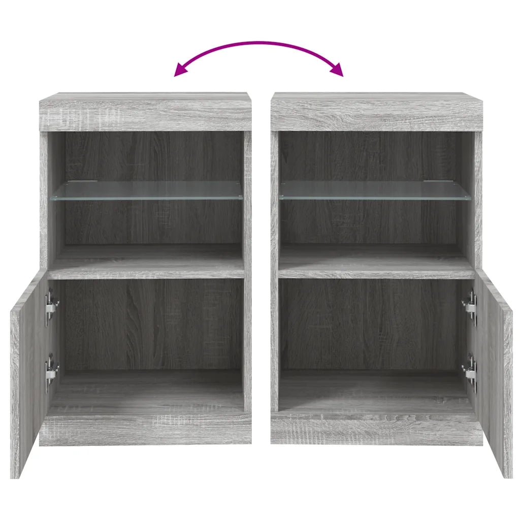 Credenza | Madia | Buffet da pranzo | Armadio da pranzo con Luci LED Grigio Sonoma 41x37x67 cm