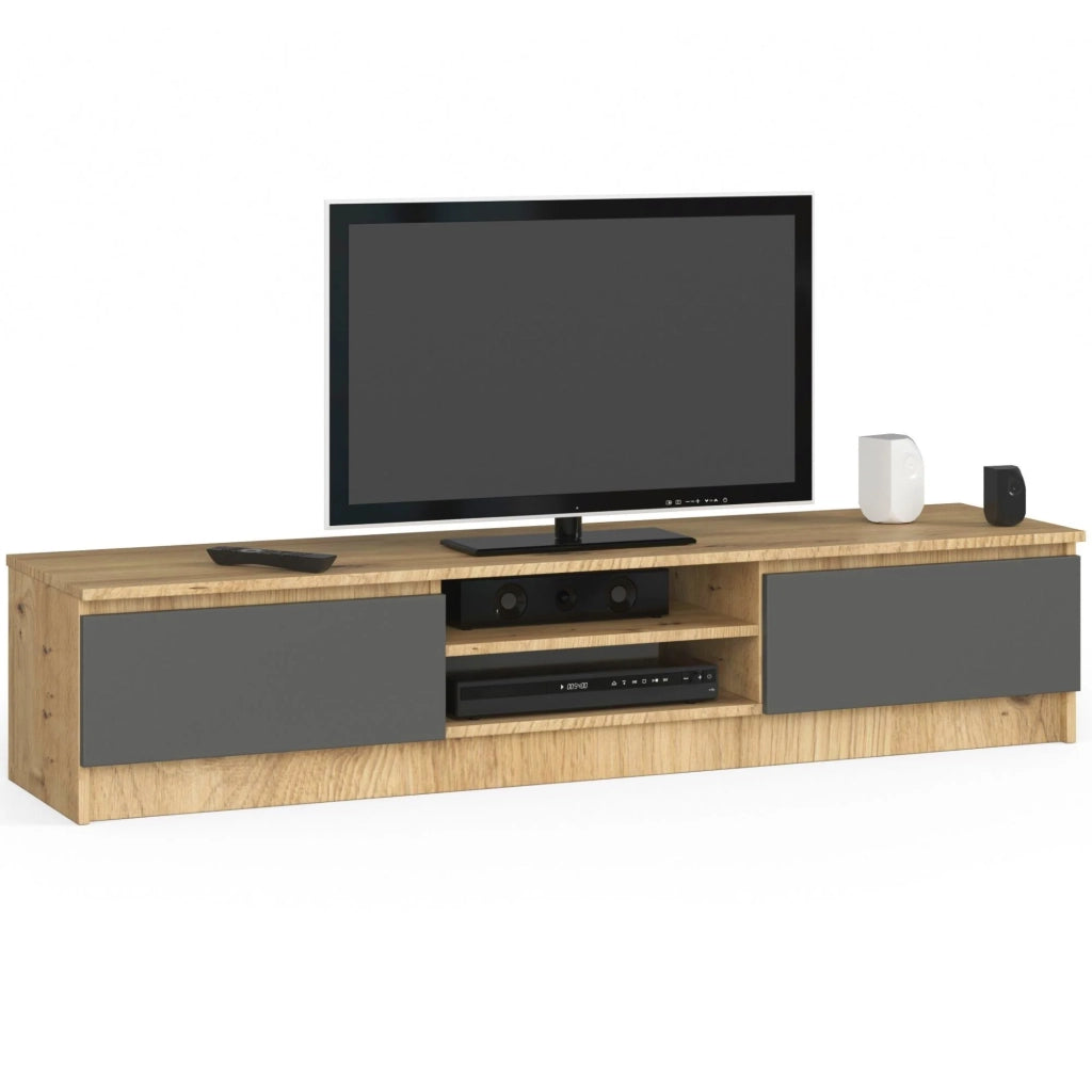 Mobile TV AKORD Quercia Artisan 160 cm 2 ante inserto frontale Grigio Grafite 160x40x33 cm