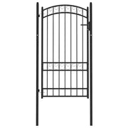 Cancello per Recinzione ad Arco in Acciaio 100x175 cm Nero 146371
