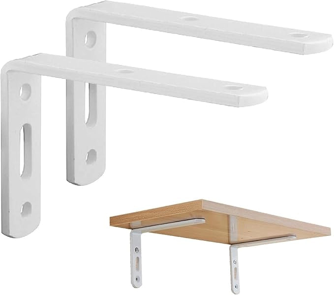Staffa Angolare Acciaio Pesante Laccato Bianco, 6cm, ad L, Versatile per Mensole, Tende, Scaffali - Design senza Saetta