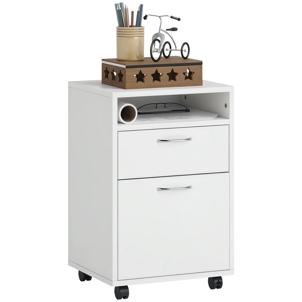 Scrivania con cassetti e ruote ¨C zephmum ¨C bianco 80x50x75 cm