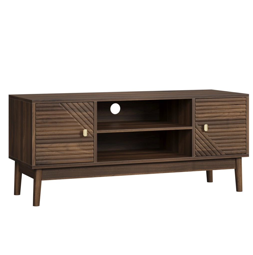 Mobile TV 110x40x48 cm con ampio spazio contenitore e gestione cavi in MDF; noce