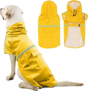 Impermeabile e Resistente al Vento Giacca per Cani con Strisce Riflettenti, Cappuccio Regolabile e Foro di Collo per Cani Piccoli, Medi e Grandi