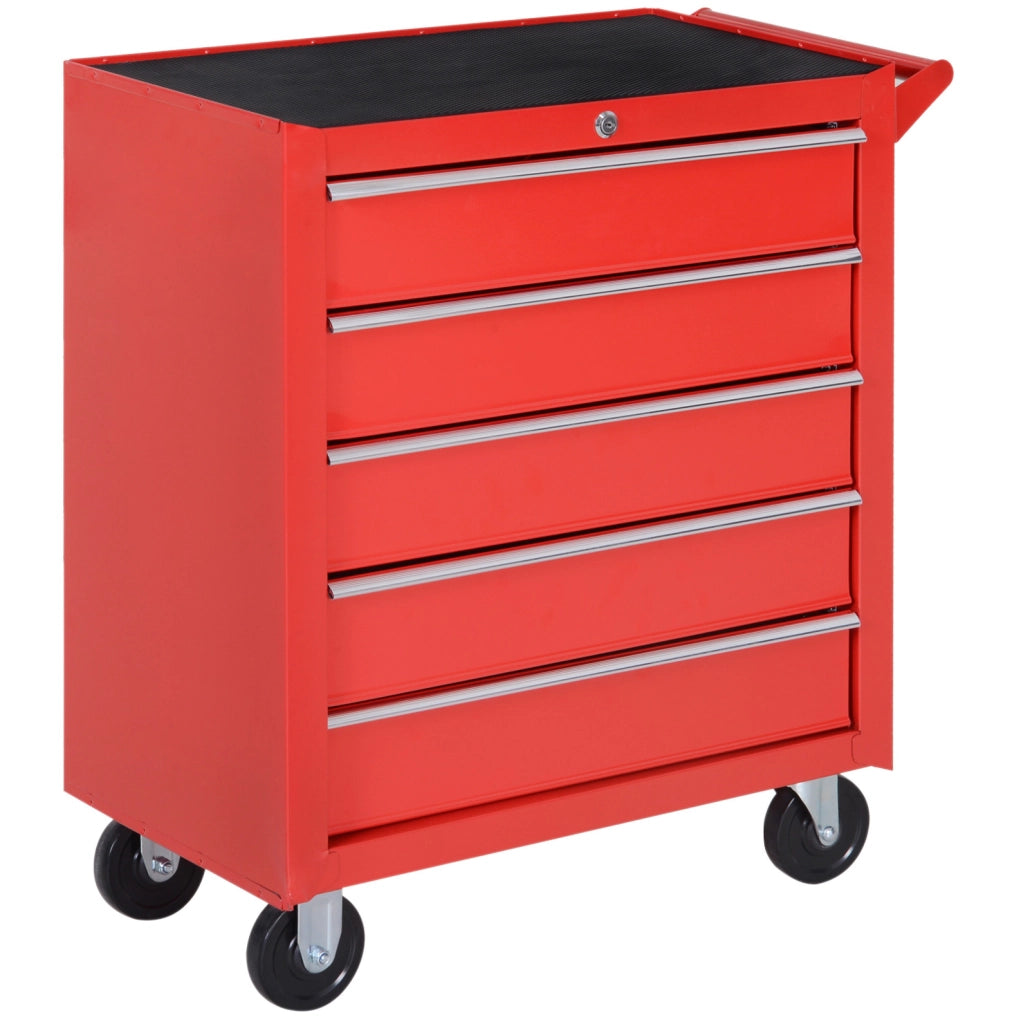 Carrello portautensili in acciaio rosso con 7 cassetti