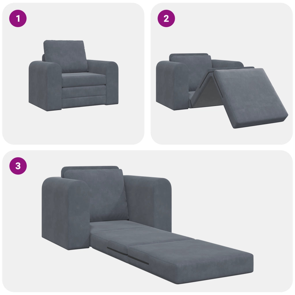 Divano Letto 2-in-1 Grigio Scuro 98x71x83 cm in Poliestere