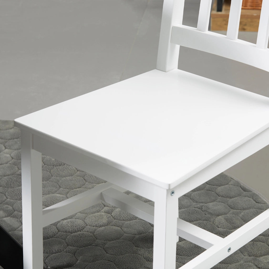 Set 4 sedie da pranzo in legno di pino laccato bianco con schienale aperto, portata 120 kg