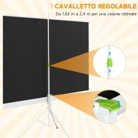 Telo Proiettore da 84 Pollici con Treppiede Regolabile, in Plastica e Metallo, 200x8x118 cm, Bianco