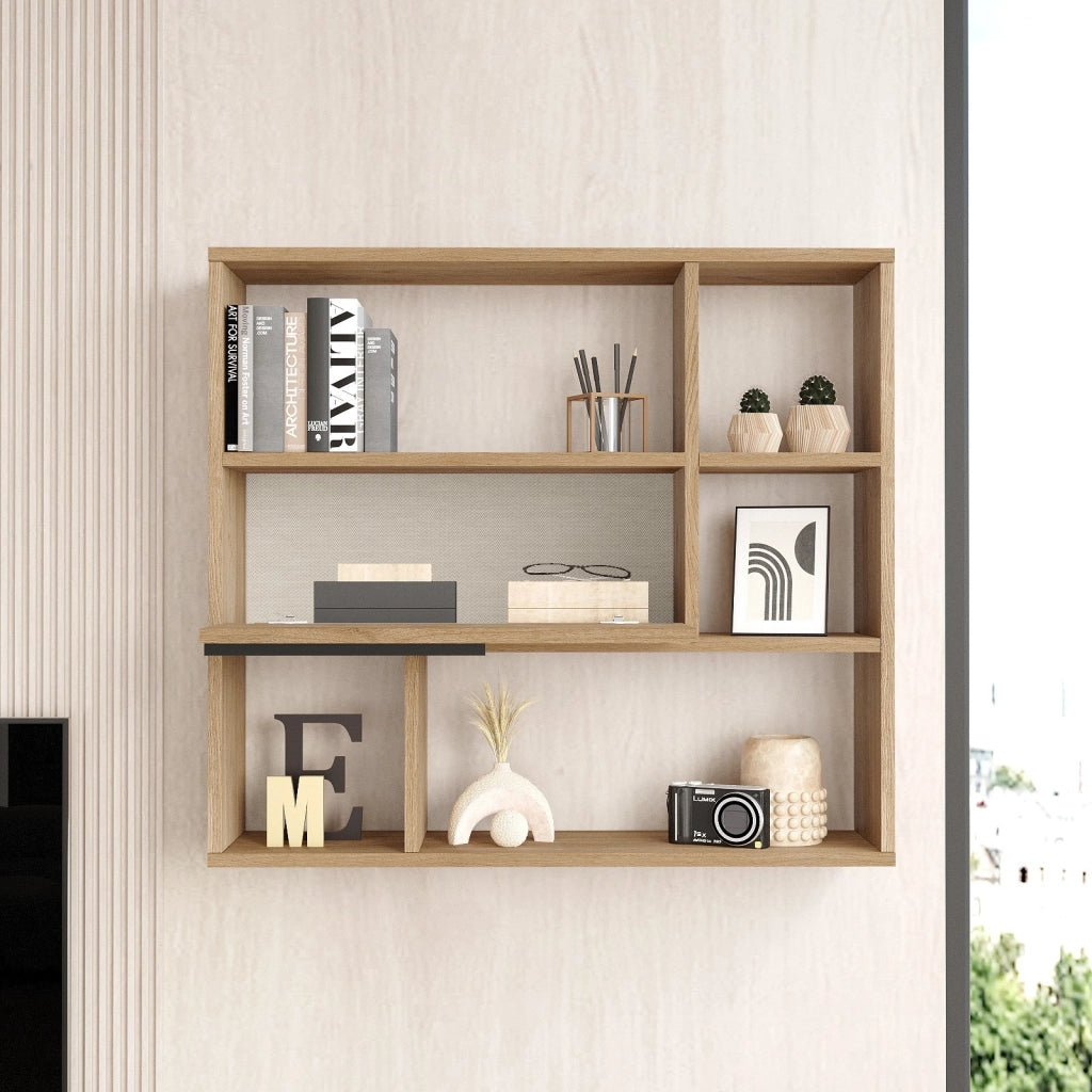 Mensola da parete in legno "Calvin" - 90 x 22 x 81 cm - Marrone