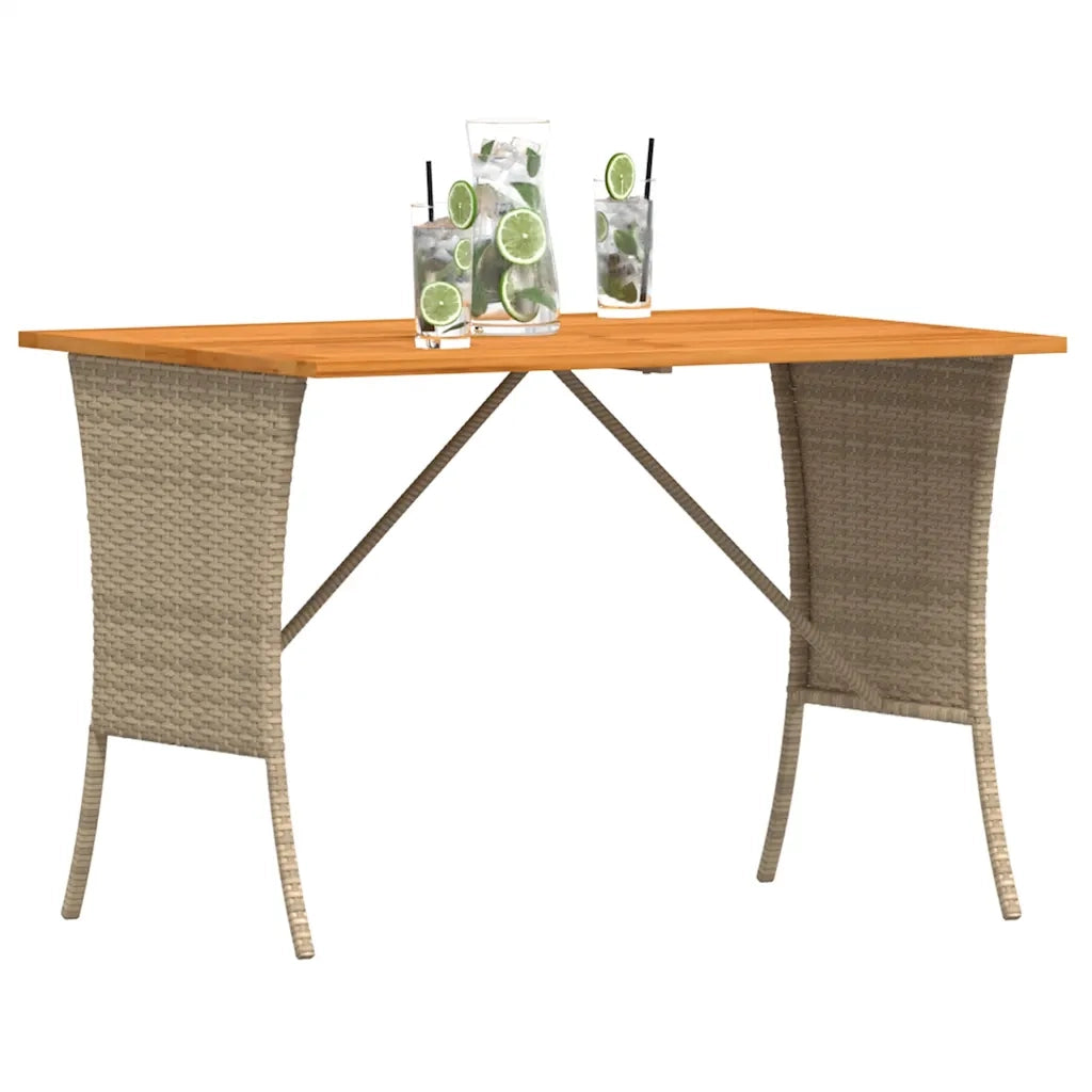 Tavolo Giardino Piano Legno Acacia Beige 105x75x72cm Polyrattan 4104140