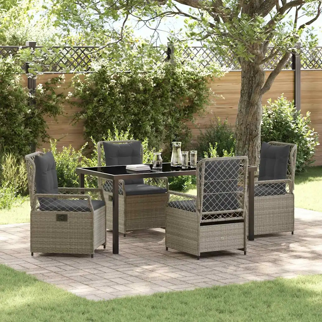 Set da Pranzo per Giardino 5 pcs Grigio chiaro polyrattan 3381019