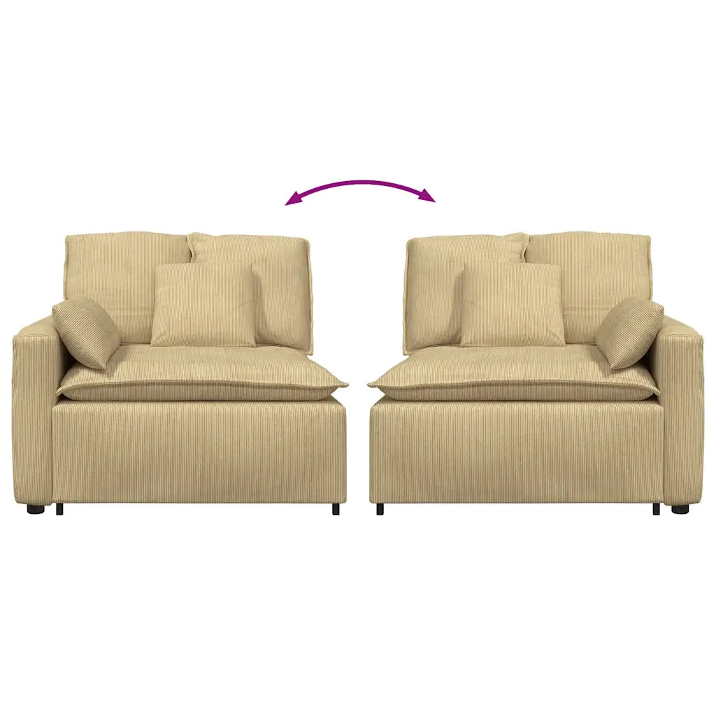 Modulo Terminale Bracciolo Divano Modulare con Cuscini Verde Grigio 100 cm CFW3160675