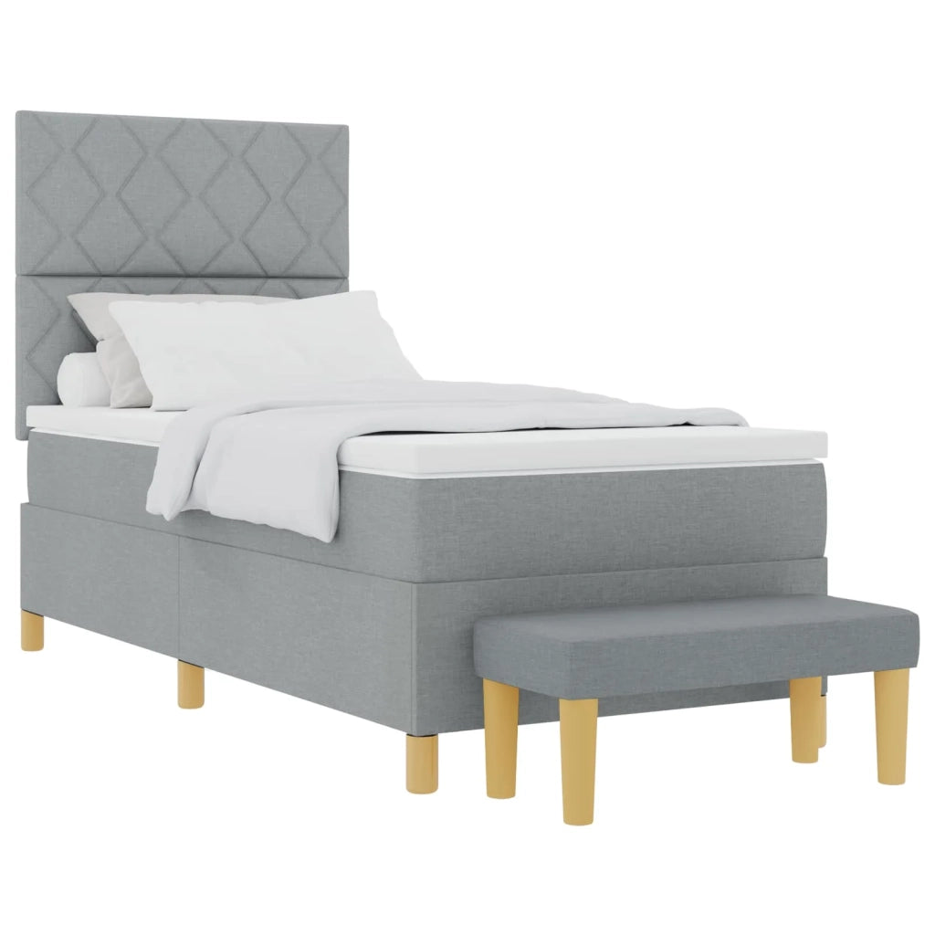 Letto a molle con materasso Grigio chiaro 90 x 200 cm Tessuto 3344345