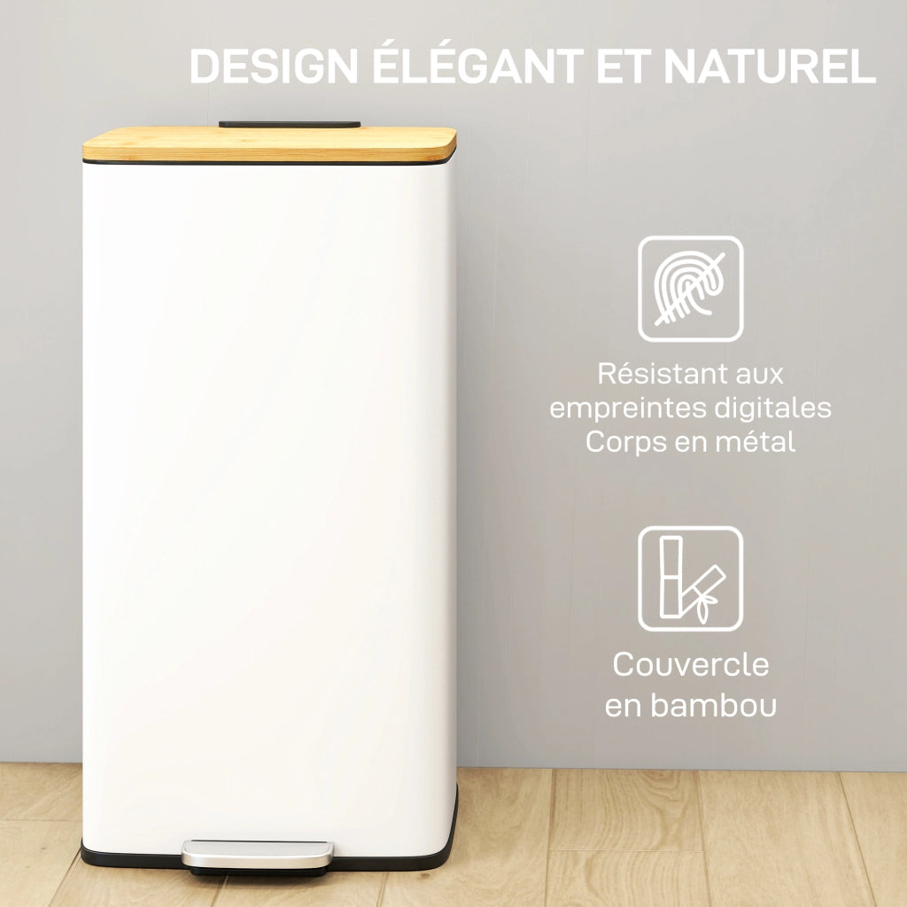 Cestino per Cucina 20L ¨C zephmum ¨C Bianco, Bamb¨´