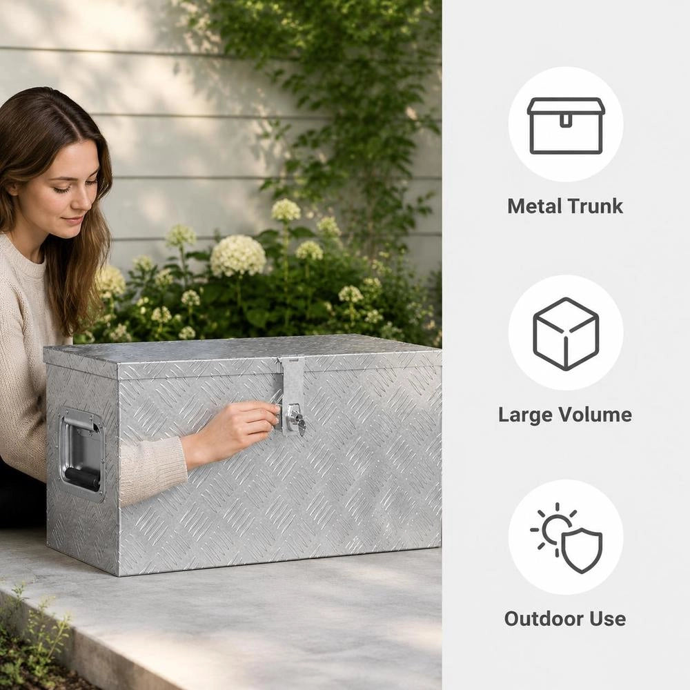 Aluminum Box 61.5 X 26.5 X 30 Cm Silver