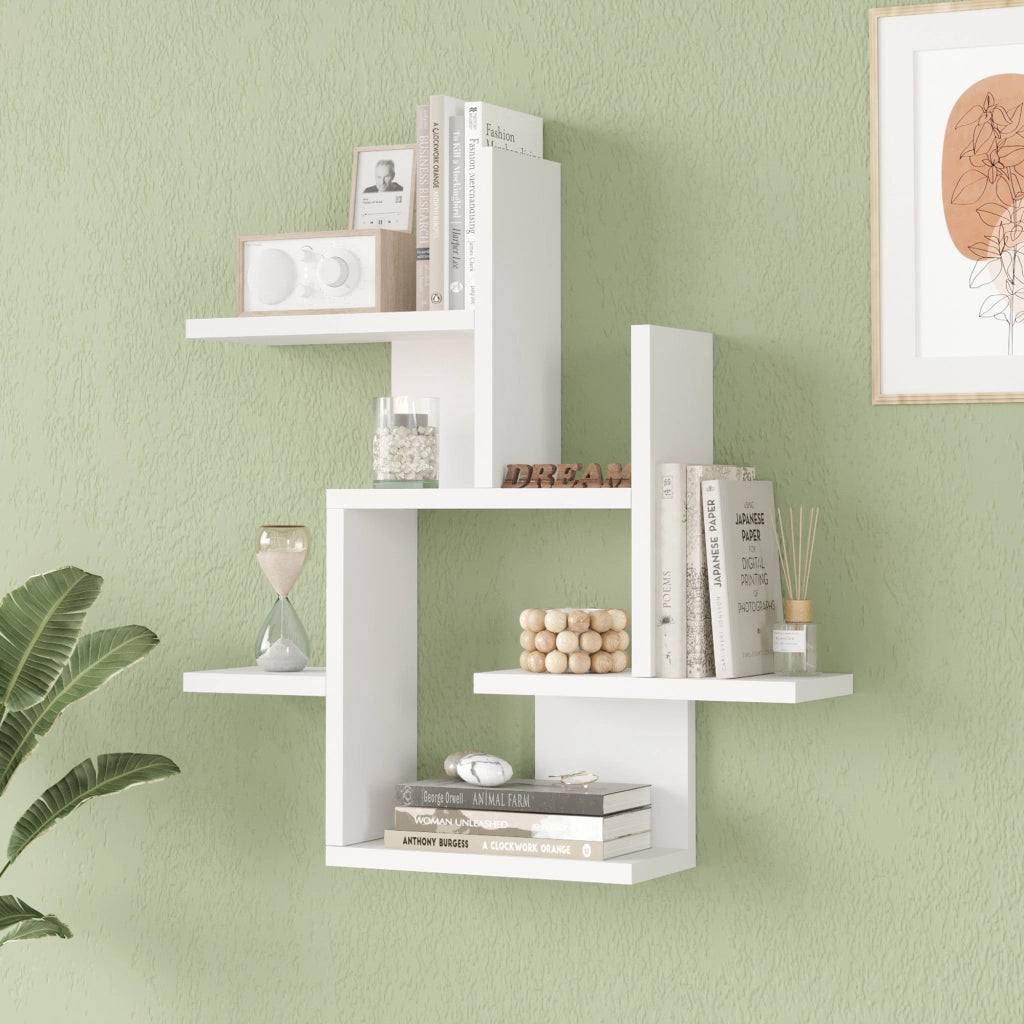 Scaffale da Parete Reyna Libreria da Muro 66 x 63 x 15 cm Bianco [en.casa]