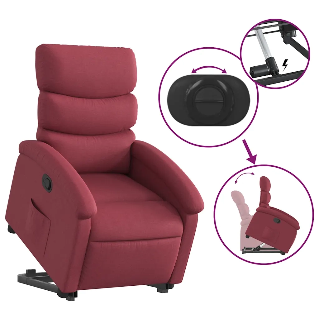 Poltrona | Sedia Relax Alzapersona Reclinabile Rosso Vino in Tessuto
