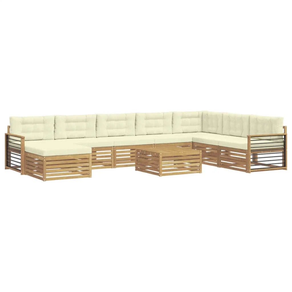 Set di divani da esterno 9 pz Bianco e Crema 3391015