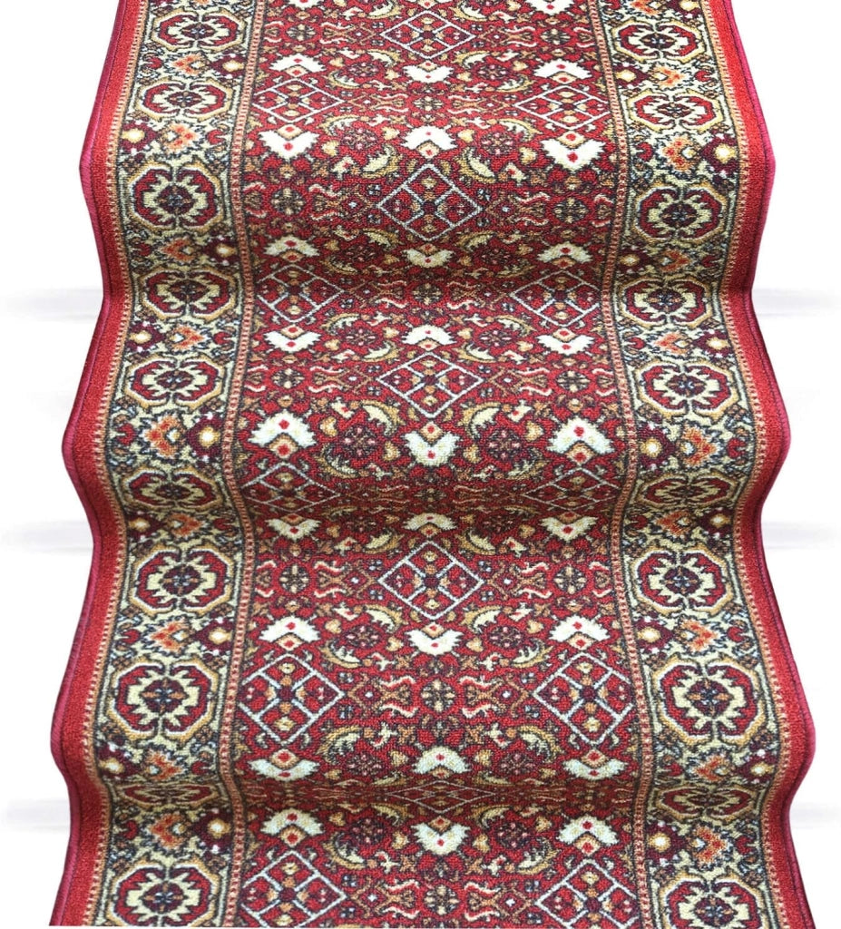 Passatoia Scala Bordata 67x650 cm Ingresso Corridoio Tappeto Cucina Gradini Bordeaux