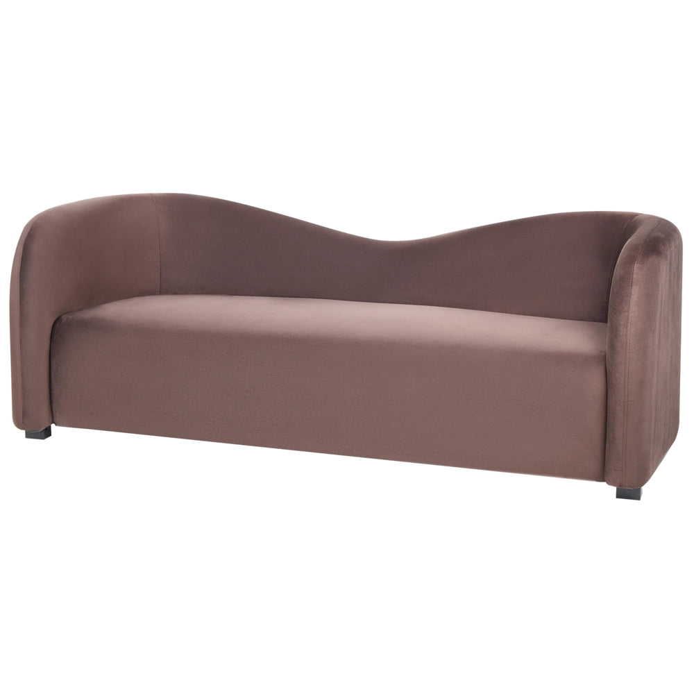 Set moderno ed elegante imbottito per salotto Divano e poltrone Schienale curvo Velluto Marrone scuro