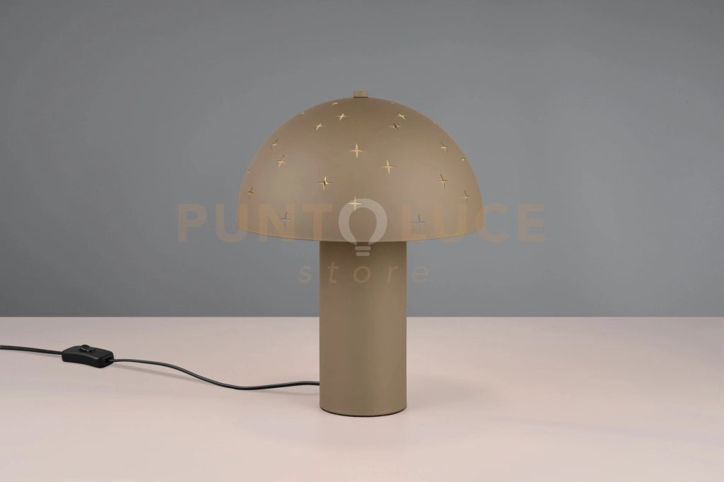 SETA LAMPADA DA TAVOLO METALLO TORTORA CON DIFFUSORE EFFETTO STELLE H. 33CM 1 LUCE ATTACCO E14