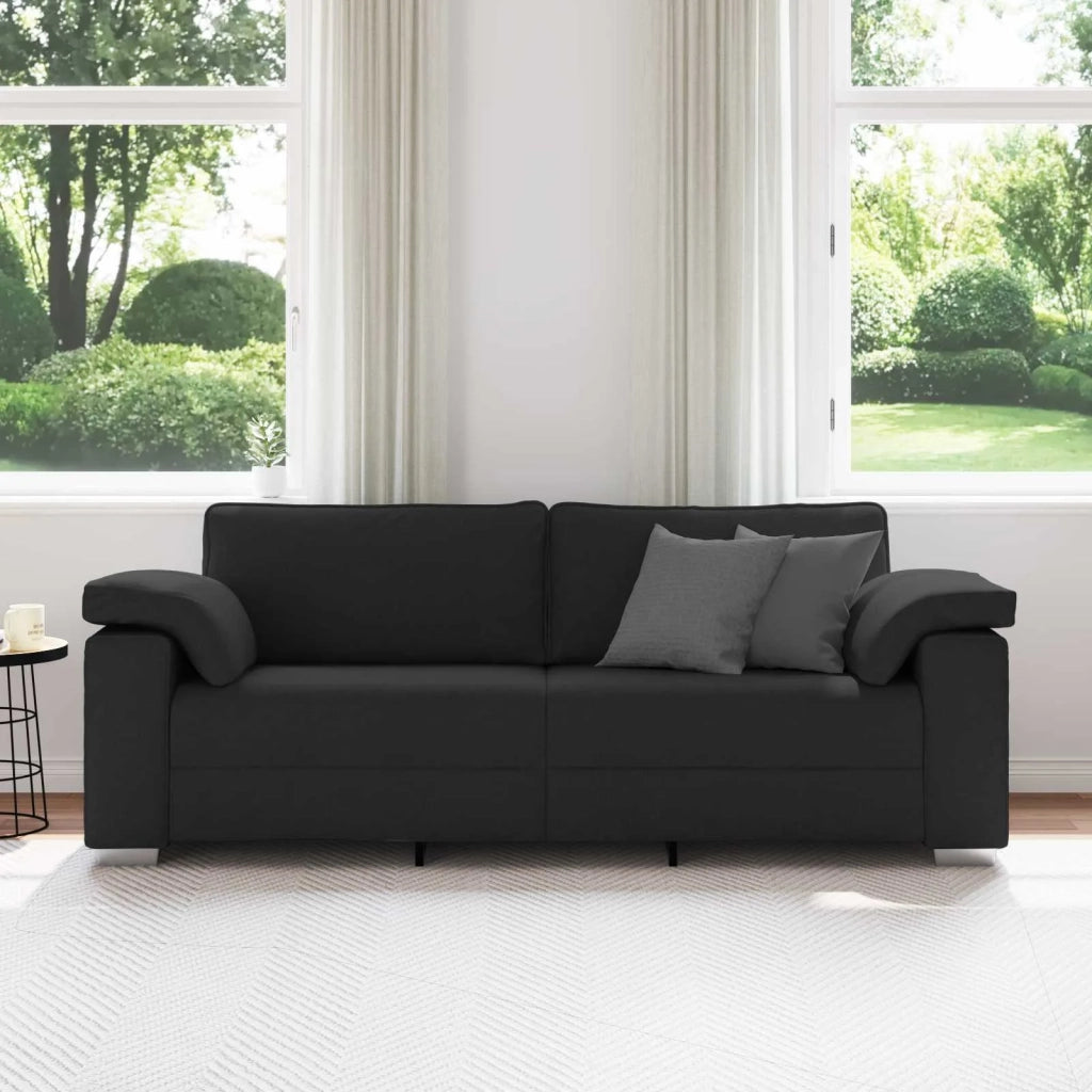 Divano 3-Persone Nero 220 cm Tessuto 4105239
