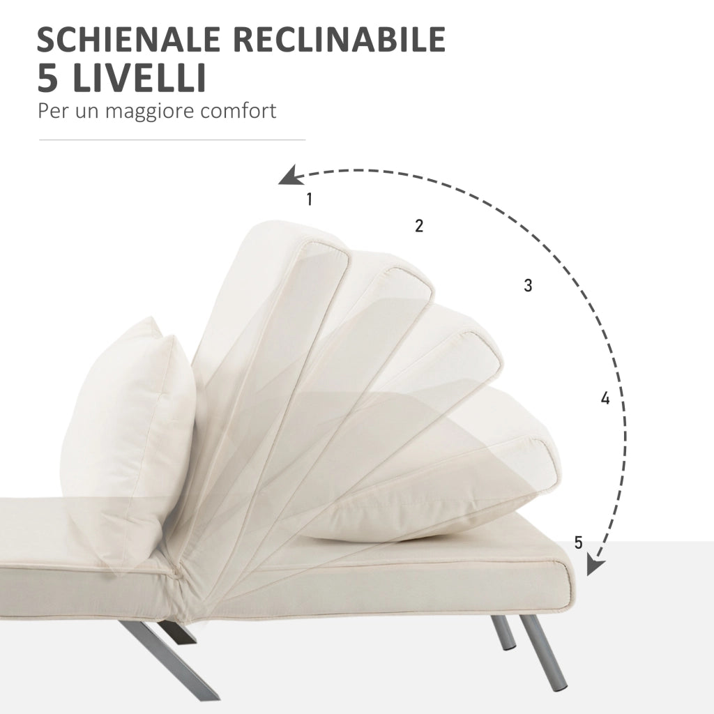 Poltrona Letto 2 in 1 con Schienale Inclinabile in 5 Posizioni, 65¡Á69¡Á82cm, Beige