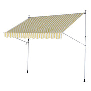 TENDA DA SOLE A MURO CON PALI DI SUPPORTO 300 X 150 CM  COLORE BIANCO E GIALLO