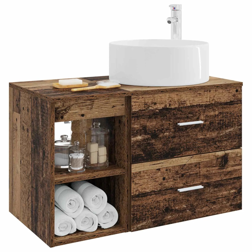 Set di mobili per il bagno 2 pz Legno antico 3403934