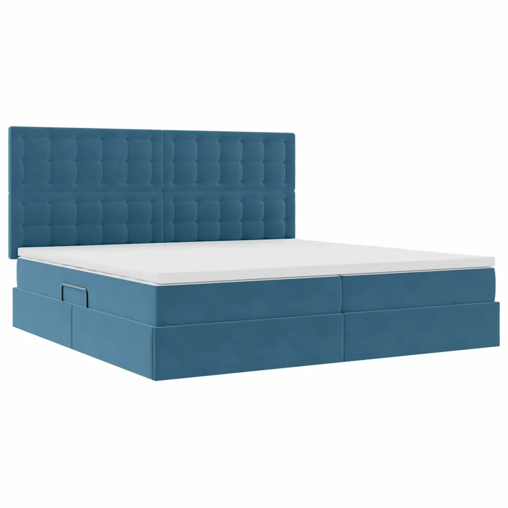 Letto con contenitore e materasso Blu Scuro 200 x 200 cm 3372175
