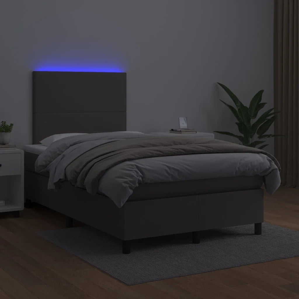 Giroletto Molle con Materasso e LED Grigio 120x200cm Similpelle 3135817