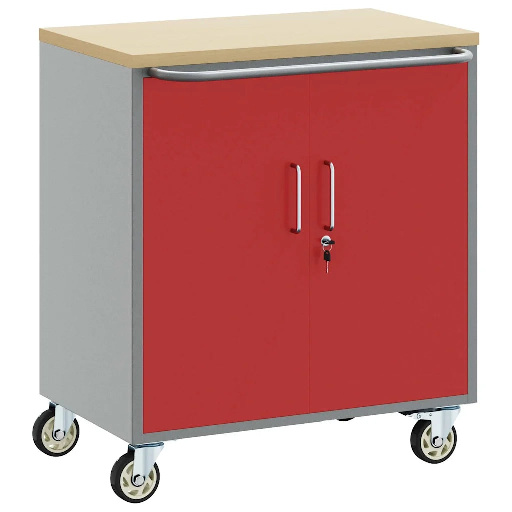 Banco da lavoro con lo scaffale Rosso e Grigio 75 x 45 x 85 cm CFW6426685