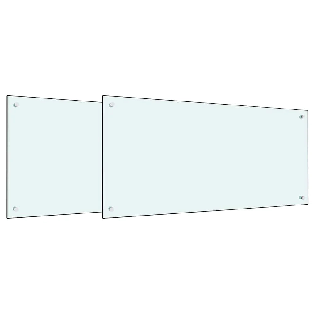 Set di 2 paraschizzi moderni per cucina resistenti al calore 100 x 50 cm in vetro temperato bianco 02_0056221