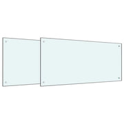 Set di 2 paraschizzi moderni per cucina resistenti al calore 100 x 50 cm in vetro temperato bianco 02_0056221