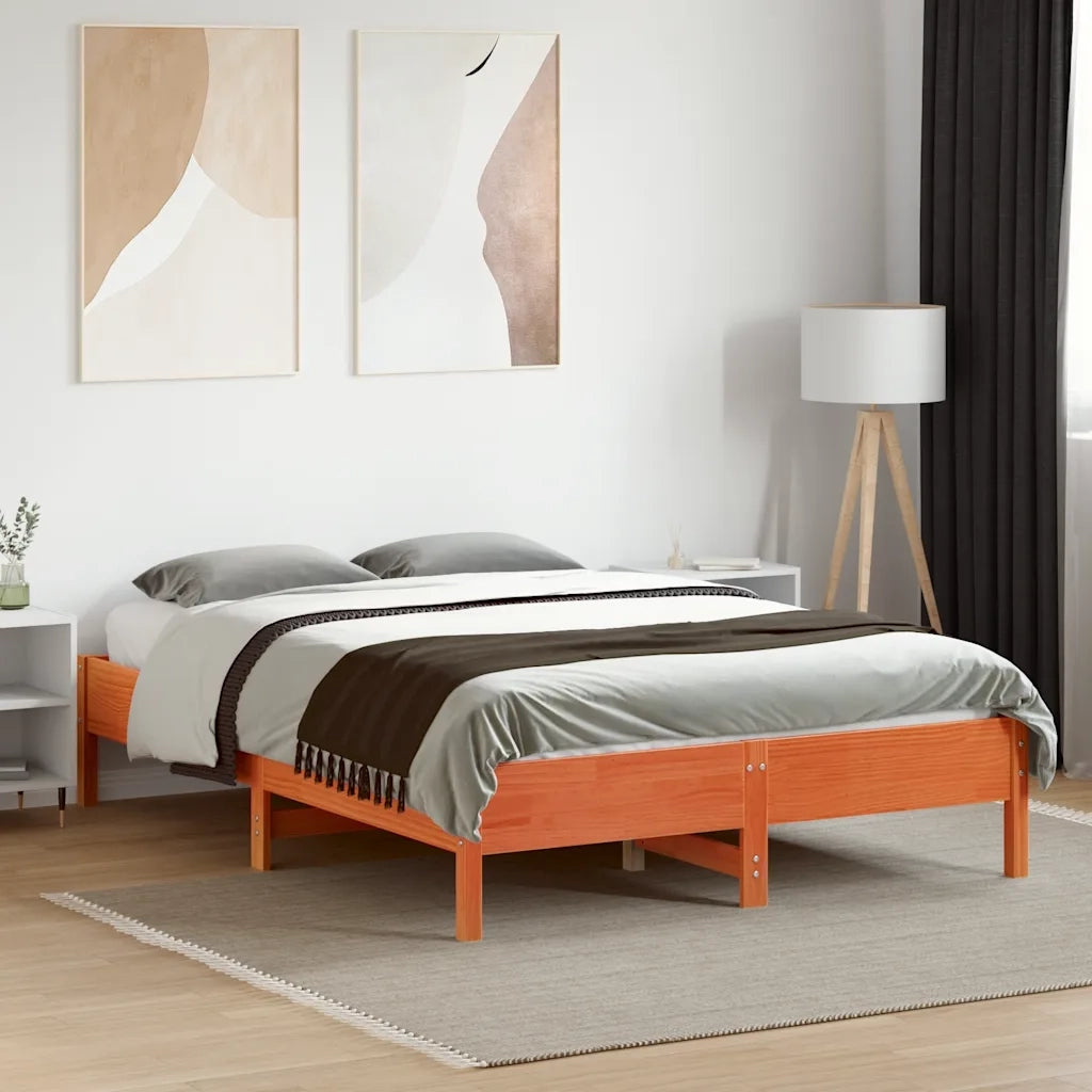 Letto matrimoniale | Letto per adulti | Letto senza Materasso Marrone Cera 120x190 cm in Legno di Pino