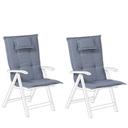 Set di 2 cuscini per sedie da giardino Cuscino per schienale in poliestere blu Design moderno Cuscino per esterni