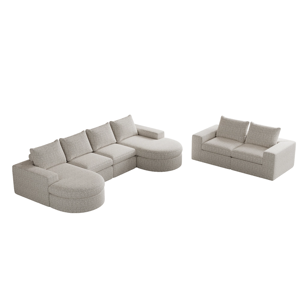 Divano Angolare Modulare con Chaise Longue ¨C MINIMAL ¨C Chenille, 2 Posti