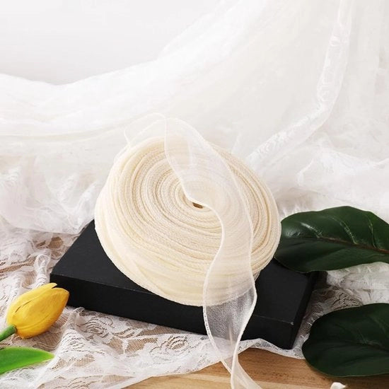 Decorazione con Lint 4 cm - Lint Organza - Lint per Cadeau - Decorazione per Matrimoni - Decorazione per Feste - Lint Transparente a Base di Poliestere