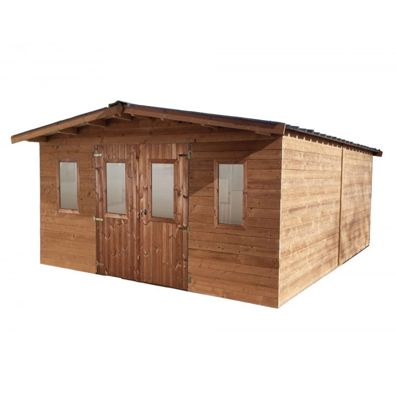 Casetta da giardino in legno 400x500 cm – Legno termotrattato 28 mm – Tetto in acciaio – THA4050.02T Foresta