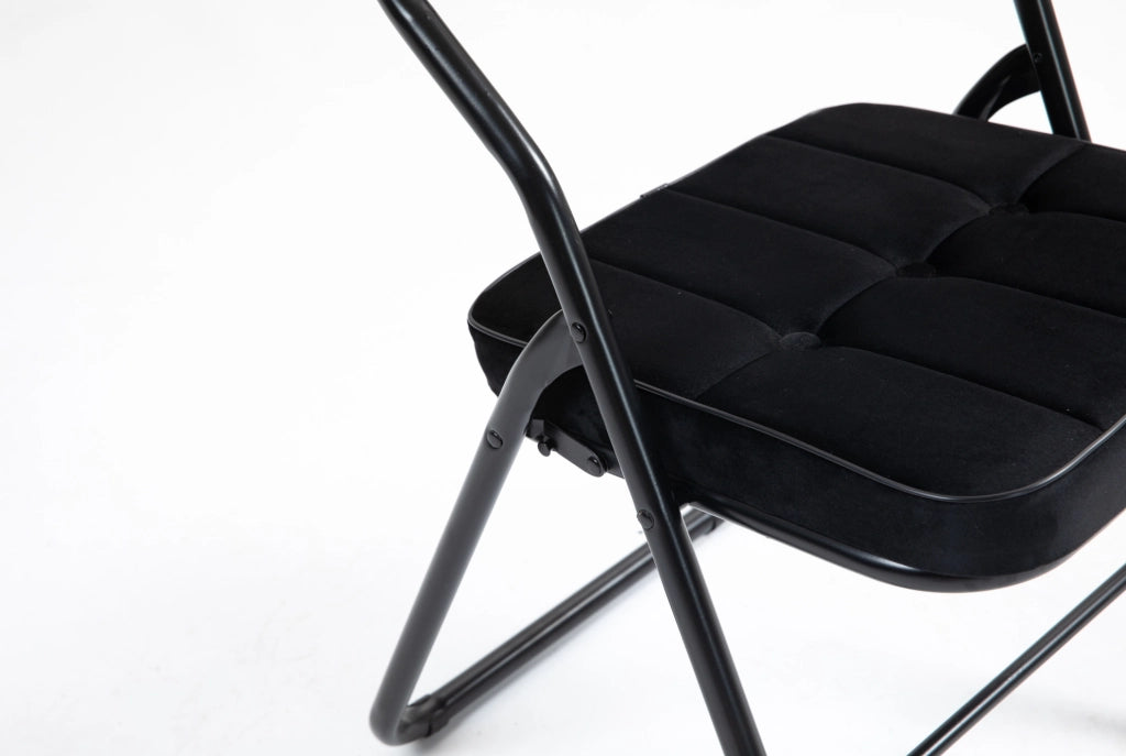 Sedia pieghevole da pranzo 46x47x90 cm nera, set da 2, con cuscino