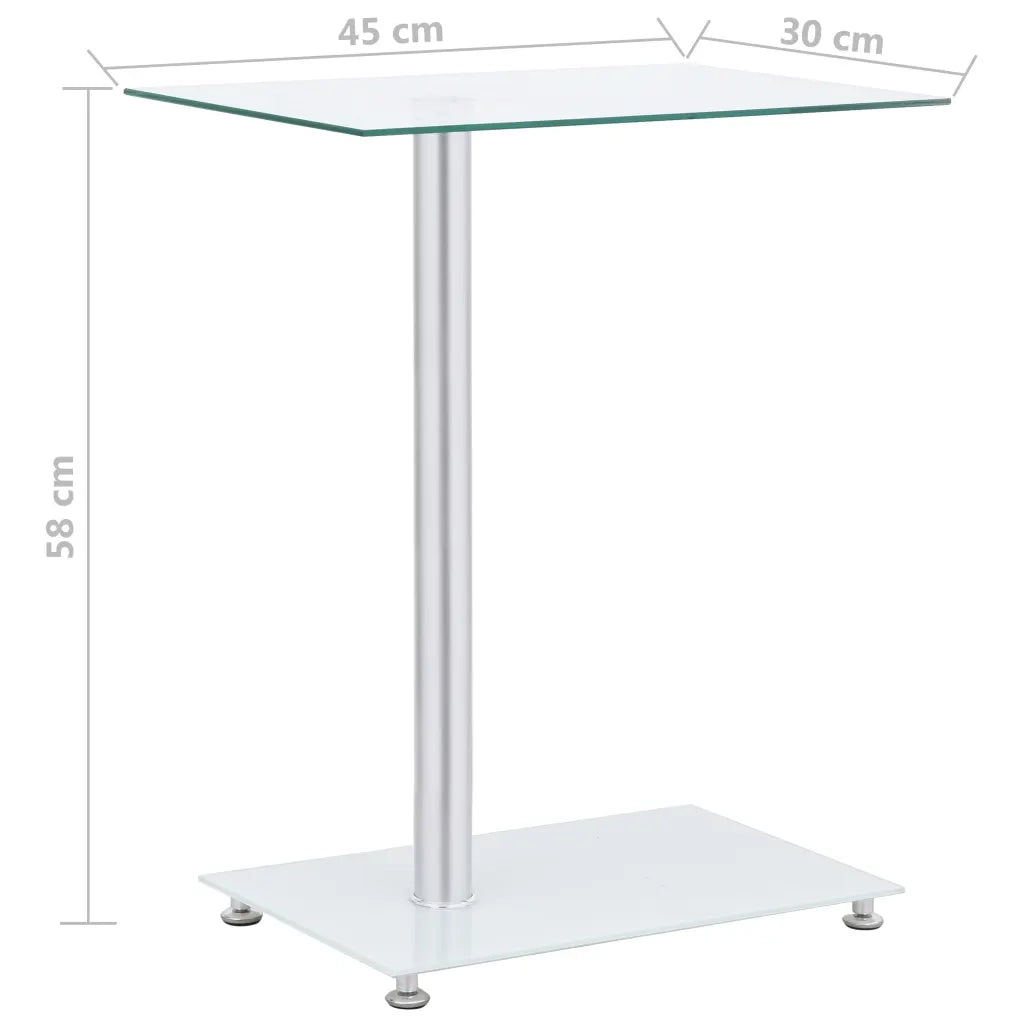 Tavolino Laterale a U Trasparente 45x30x58cm in Vetro Temperato 249535