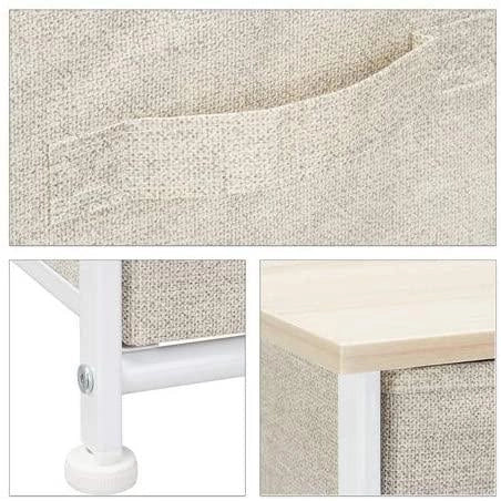 Cassettiera mobile contenitore con ripiani e cassetti tessuto beige 13_0002582