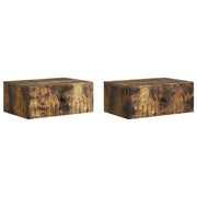Mobiletto da notte a muro 2 pcs Rovere Fumo 49 x 34,5 x 20 cm