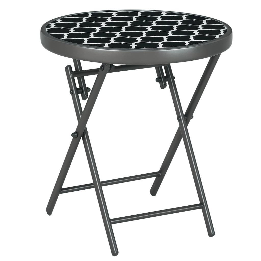 Tavolino pieghevole ¨C zephmum ¨C vetro temperato nero ?45x50cm