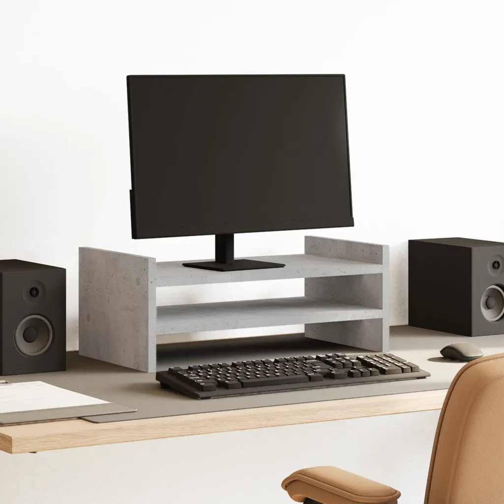 vidaXL Supporto per Monitor Grigio Cemento 50x27x20 cm in Truciolato
