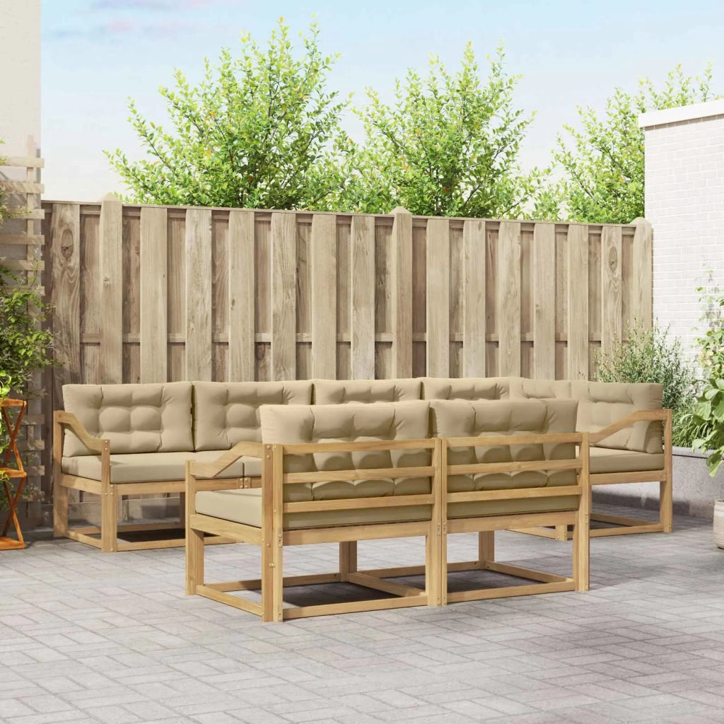 Set di divani da esterno 6 pcs Bianco e Beige Poliestere