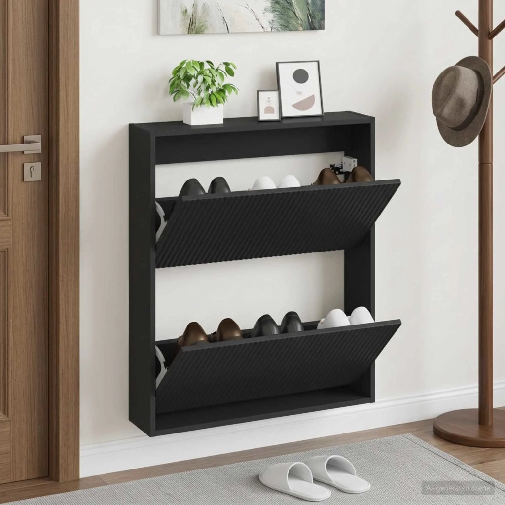 Mobiletto per Scarpe da Muro ARNHEM 71 x 17 x 86 cm Nero 896636