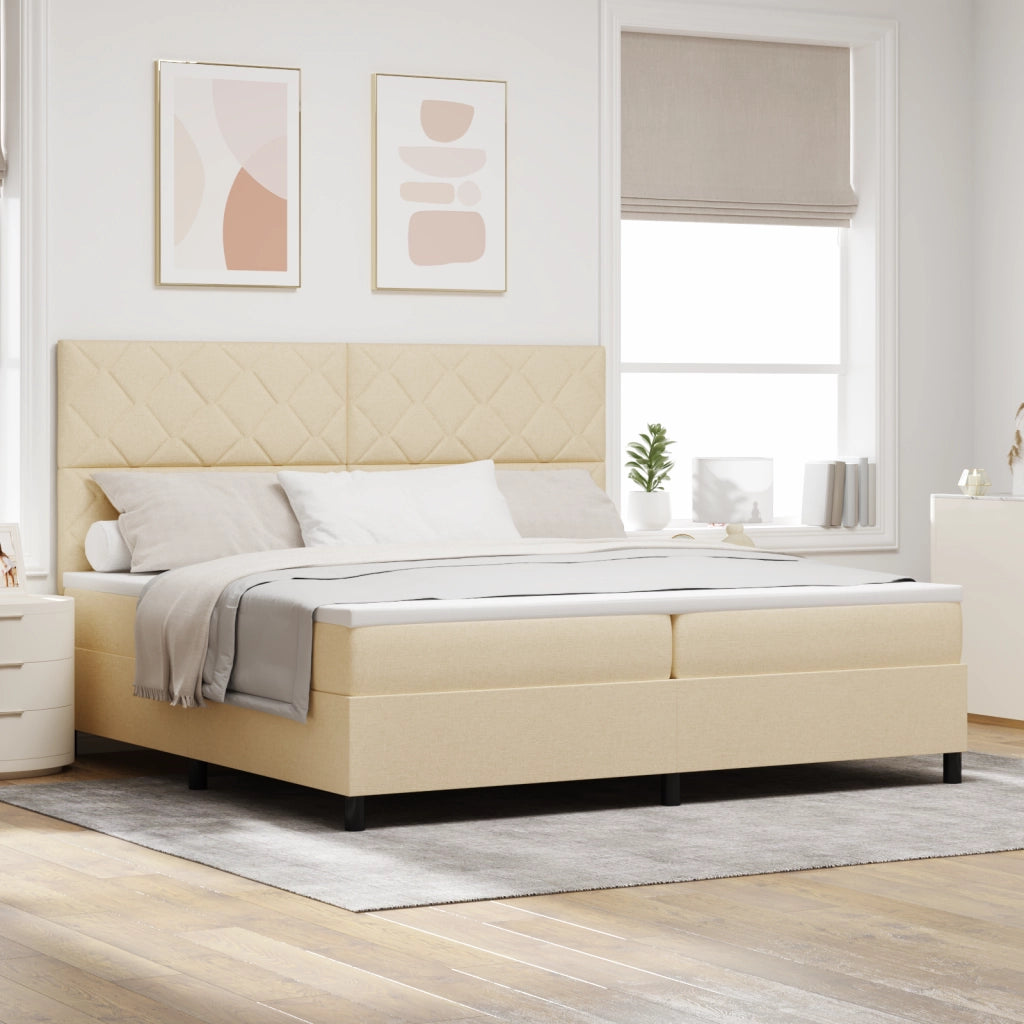 Rete a Molle con Materasso & LED Crema 200x200 cm Tessuto